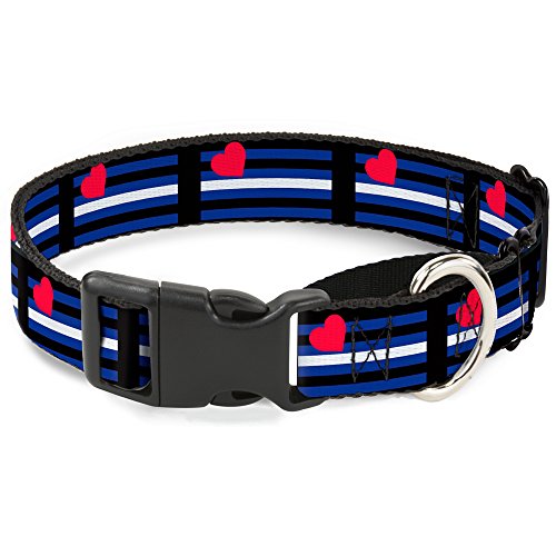 Buckle-Down Flagge Leder schwarz/blau/rot/weiß Martingale Hundehalsband, 2,5 cm Wide-fits 38,1–66 cm Neck-Large von Buckle-Down
