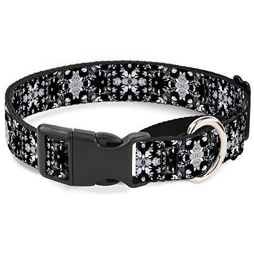 Buckle-Down Floral Collage schwarz/grau/weiß Martingale Hundehalsband, 3,8 cm Wide-fits 33–45,7 cm Neck-small von Buckle-Down