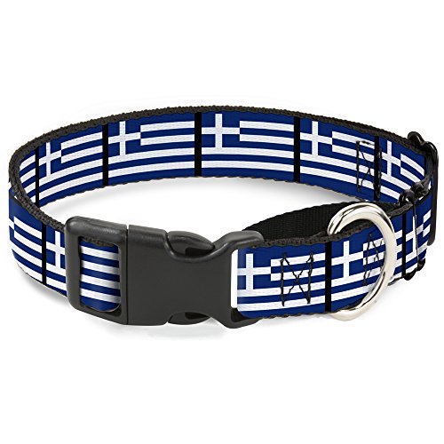 Buckle-Down Griechenland Flaggen Martingale Hundehalsband, 2,5 cm Wide-fits 22,9–38,1 cm Neck-small von Buckle-Down