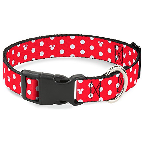 Buckle-Down Halsband mit Clip, Minnie Mouse, gepunktet, Mini-Silhouette, 3,8 cm breit, passend für Halsumfang von 40,6–58,4 cm, Rot/Weiß Buckle-Down Halsband mit Clip, Minnie Mouse, gepunktet, Mini-Silhouette, 3,8 cm breit, passend für Halsumfang von 40,6–58,4 cm, Rot/Weiß von Buckle-Down