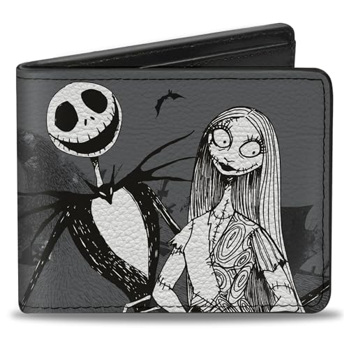 Buckle-Down Herren Disney Geldbörse, Bifold, Nightmare Before Christmas, Jack Sally Zero Cemetery Scene, veganes Leder, Mehrfarbig, Standardgröße, Mehrfarbig, Standard größe von Buckle-Down