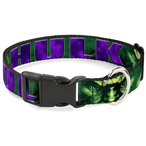 Buckle-Down Hundehalsband, Kunststoff, mit Clip, Hulkgesicht, Nahaufnahme, Grün, Violett, 45,7 cm bis 81,3 cm breit, PC-WHU008-WL Buckle-Down Hundehalsband, Kunststoff, mit Clip, Hulkgesicht, Nahaufnahme, Grün, Violett, 45,7 cm bis 81,3 cm breit, PC-WHU008-WL von Buckle-Down