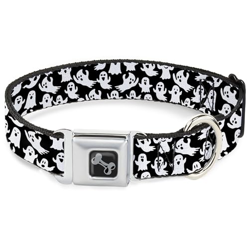 Buckle-Down Hundehalsband, Metall-Sicherheitsgurt-Schnalle, Geister Posen verstreut schwarz-weiß, 33 bis 43 cm, 3,8 cm breit Buckle-Down Hundehalsband, Metall-Sicherheitsgurt-Schnalle, Geister Posen verstreut schwarz-weiß, 33 bis 43 cm, 3,8 cm breit von Buckle-Down
