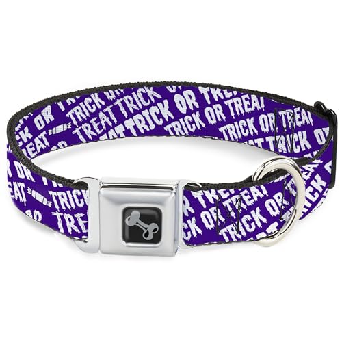 Buckle-Down Hundehalsband, Metall-Sicherheitsgurtschnalle, Süßes oder Saures Text, Collage, Violett-Weiß, 40,6 bis 58,9 cm, 3,8 cm breit Buckle-Down Hundehalsband, Metall-Sicherheitsgurtschnalle, Süßes oder Saures Text, Collage, Violett-Weiß, 40,6 bis 58,9 cm, 3,8 cm breit von Buckle-Down