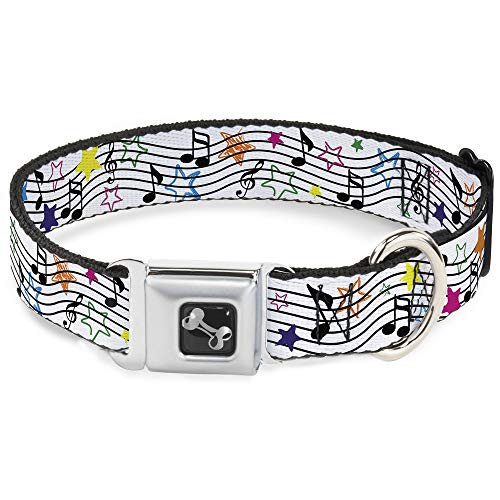Buckle-Down Hundehalsband mit Musiknoten und Sternen, 22,9–38,1 cm, Weiß/Schwarz/Mehrfarbig, Knochen, Größe S Buckle-Down Hundehalsband mit Musiknoten und Sternen, 22,9–38,1 cm, Weiß/Schwarz/Mehrfarbig, Knochen, Größe S von Buckle-Down