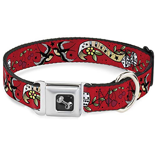 Buckle Down Hundehalsband mit Sicherheitsgurt-Schnalle, 2,5 cm breit, passend für Halsumfang von 27,9–43,2 cm, Größe M von Buckle-Down