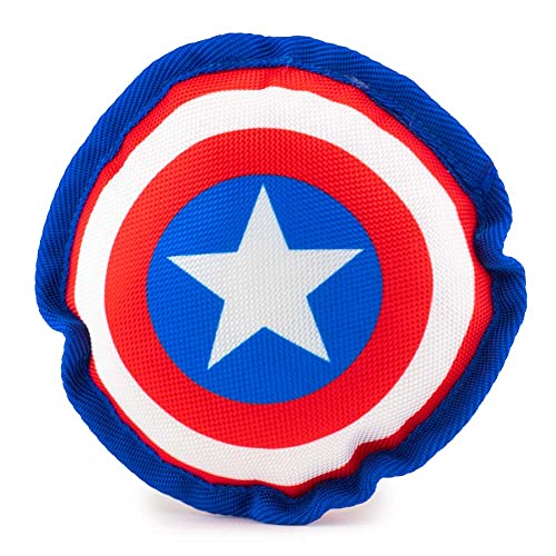 Buckle-Down Hundespielzeug, Marvel, Ballistic Squeaker Captain America Shield Rot Weiß Blau Weiß von Buckle-Down