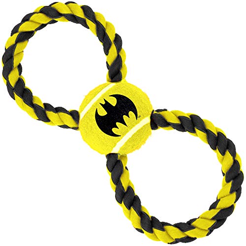 Buckle-Down Hundespielzeug Seil Tennisball Batman Fledermaus Icon Gelb Schwarz Gelb Gelb von Buckle-Down