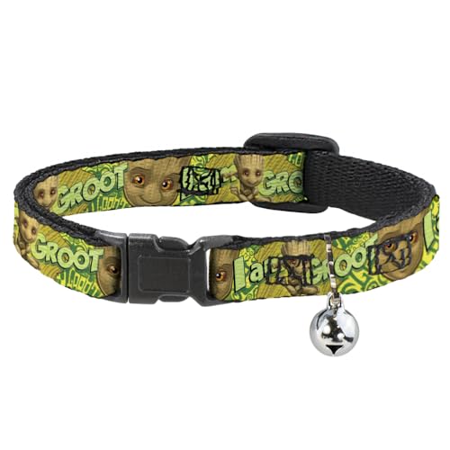 Buckle-Down Katzenhalsband, Breakaway, Baby Groot Pose Face I Am Groot Browns Greens Yellow 20,3 cm bis 30,5 cm breit Buckle-Down Katzenhalsband, Breakaway, Baby Groot Pose Face I Am Groot Browns Greens Yellow 20,3 cm bis 30,5 cm breit von Buckle-Down