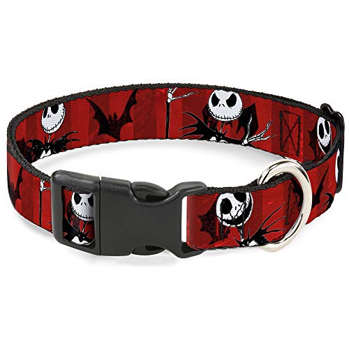 Buckle-Down Kunststoff-Kragen für Jack-Poses/Fledermäuse, Rot gestreift, 1" Wide - Fits 15-26" Neck - Large, Mehrfarbig von Buckle-Down
