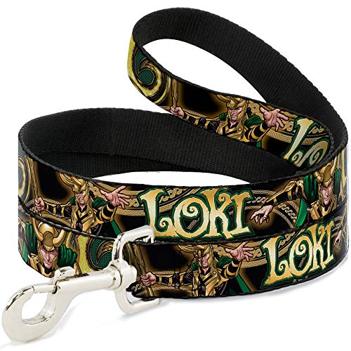 Marvel Loki Hundeleine, 1,8 m lang, 2,4 cm breit, Schwarz/goldfarben/Grün Marvel Loki Hundeleine, 1,8 m lang, 2,4 cm breit, Schwarz/goldfarben/Grün von Buckle-Down