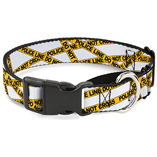 Buckle Down Martingale Hundehalsband – Police Line weiß/gelb – 2,5 cm breit – passt 38,1–66 cm Nacken Größe – Groß von Buckle Down