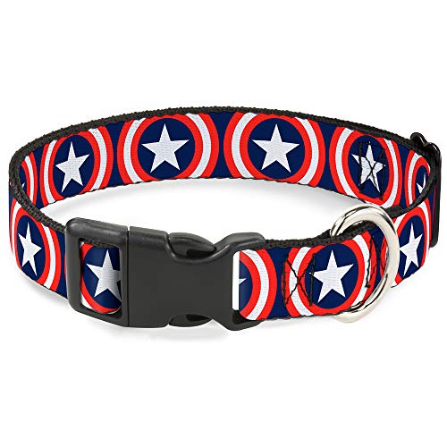 Buckle-Down Marvel Universe Captain America Shield Repeat Navy Plastic Clip Collar, Medium/11-17 Buckle-Down Marvel Universe Captain America Shield Repeat Navy Plastic Clip Collar, Medium/11-17 von Buckle-Down