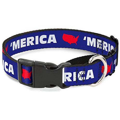 Buckle-Down Merica/USA Silhouette blau/weiß/rot Martingale Hundehalsband, 3,8 cm Wide-fits 45,7–81,3 cm Neck-Large von Buckle-Down