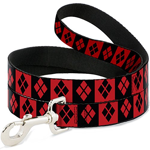 Buckle-Down Pet Leash - Harley Quinn Diamond Blocks Red/Black Black/Red - 4 Feet Long - 1" Wide von Buckle-Down