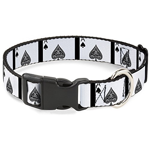 Buckle-Down Plastic Clip Collar - Ace of Spades - 1/2" Wide - Fits 6-9" Neck - Small von Buckle-Down