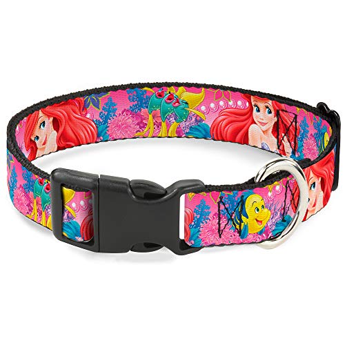 Buckle Down Plastic Clip Collar - Ariel/Flounder/Fish Trio Poses Pinks - 1" Wide - Fits 15-26" Neck - Large von Buckle-Down