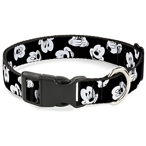 Buckle-Down Plastic Clip Collar - Mickey Mouse Expressions Scattered Black/White - 1" Wide - Fits 9-15" Neck - Small von Buckle-Down
