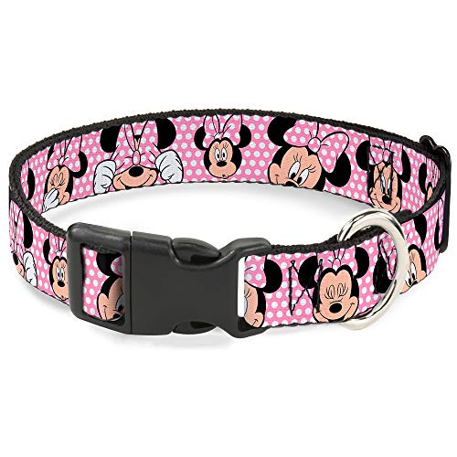 Buckle-Down Plastic Clip Collar - Minnie Mouse Expressions Polka Dot Pink/White - 1.5" Wide - Fits 13-18" Neck - Small von Buckle-Down