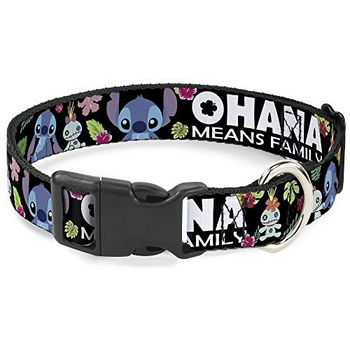 Buckle-Down Plastic Clip Collar - Ohana Means Family/Stitch & Scrump Poses/Tropical Flora Black/White/Multi Color - 1" Wide - Fits 9-15" Neck - Small Buckle-Down Plastic Clip Collar - Ohana Means Family/Stitch & Scrump Poses/Tropical Flora Black/White/Multi Color - 1" Wide - Fits 9-15" Neck - Small von Buckle-Down