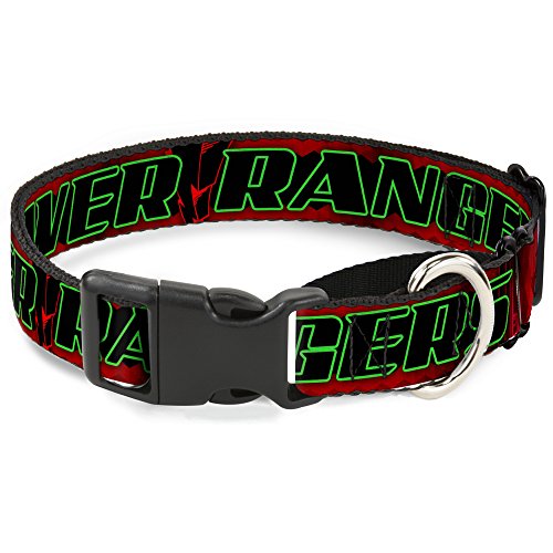 Buckle-Down "Power Rangers/Megazord Kopf rot/grün/gelb/schwarz Martingale Hundehalsband, 3,8 cm X 40,6–58,4 cm/mittel von Buckle-Down