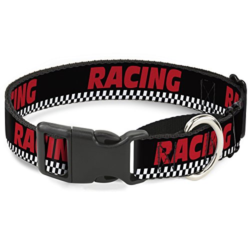 Buckle Down Racing mit Checker schwarz/weiß/rot Martingale Hundehalsband, 3,8 cm Wide-fits 45,7–81,3 cm Neck-Large von Buckle-Down