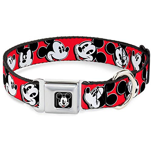 Buckle-Down Seatbelt Buckle Dog Collar - Mickey Mouse Expressions Red/Black/White - 1" Wide - Fits 9-15" Neck - Small von Buckle-Down