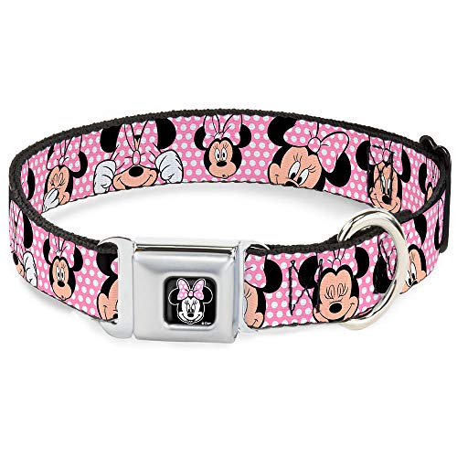 Buckle-Down Seatbelt Buckle Dog Collar - Minnie Mouse Expressions Polka Dot Pink/White - 1.5" Wide - Fits 13-18" Neck - Small von Buckle-Down