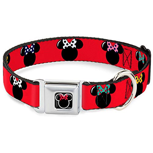 Buckle-Down Seatbelt Buckle Dog Collar - Minnie Mouse Silhouette Red/Black/Polka Dot - 1.5" Wide - Fits 18-32" Neck - Large von Buckle-Down
