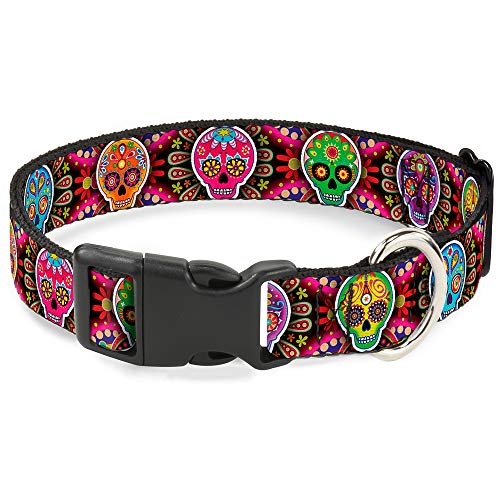 Buckle-Down Sechs Sugar Skulls Multi Farbe Kunststoff Clip Halsband von Buckle-Down