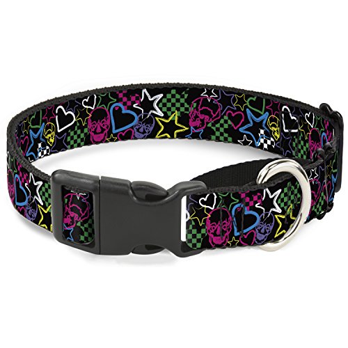 Buckle Down Sketch Totenkopf/Stern/Herz/Checker schwarz/Multi Hundehalsband, 3,8 cm Wide-fits 33–45,7 cm Neck-small Buckle Down Sketch Totenkopf/Stern/Herz/Checker schwarz/Multi Hundehalsband, 3,8 cm Wide-fits 33–45,7 cm Neck-small von Buckle-Down