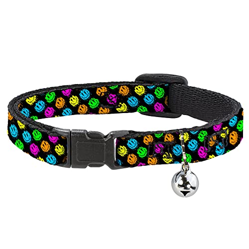 Buckle-Down Smiley-Gesichter, geschmolzenes Mini-Katzenhalsband mit Glöckchen, Kunststoffclip, leicht verstellbar, 21,6 cm bis 30,5 cm - 1,3 cm breit Buckle-Down Smiley-Gesichter, geschmolzenes Mini-Katzenhalsband mit Glöckchen, Kunststoffclip, leicht verstellbar, 21,6 cm bis 30,5 cm - 1,3 cm breit von Buckle-Down