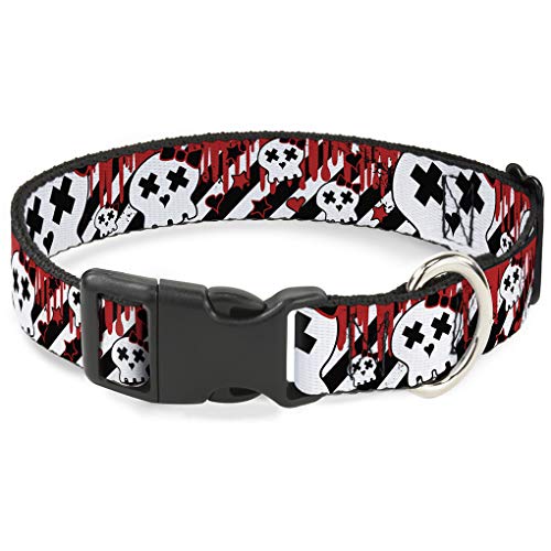 Buckle-Down bac-w30750-nl Breakaway Katzenhalsband, 1/5,1 cm breit – passt 22,9–38,1 cm Nacken – Groß, Skulls von Buckle-Down