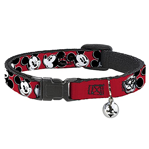 Buckle-Down bac-wdy098-nm Breakaway Cat Collar-Mickey Maus Expressions rot/schwarz/weiß, 1/5,1 cm W-8 – Premium QUALITÄT – – 30,5 cm Neck-medium von Buckle-Down