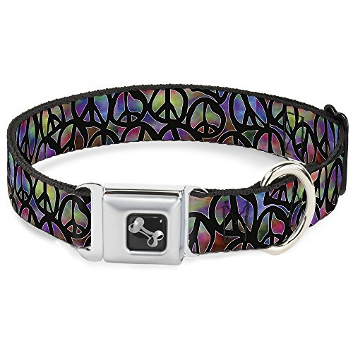 Buckle-Down Seatbelt Buckle Dog Collar - Peace Psychedelic - 1" Wide - Fits 15-26" Neck - Large, Multicolor (DC-W31611-L) von Buckle-Down
