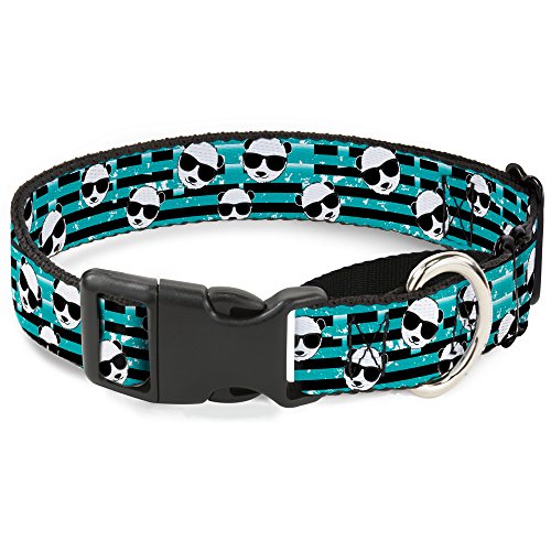 Buckle-Down mgc-w34249-wm Multi Panda mit Sonnenbrille Streifen türkis/schwarz Martingale Hundehalsband, Medium von Buckle-Down