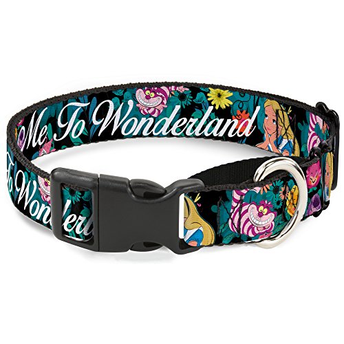 Buckle-Down mgc-wdy336-l Martingal Hund Collar-Alice/Cheshire Cat/Flowers poses2/FOLLOW ME zu Wonderland schwarz/Multi Farbe/Weiß, 2,5 cm w-15–66 cm Neck-Large von Buckle-Down