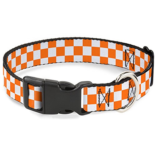 Buckle Down pc-w30303-m Checker weiß/orange Kunststoff Clip Hundehalsband, Medium/27,9–43,2 cm von Buckle-Down