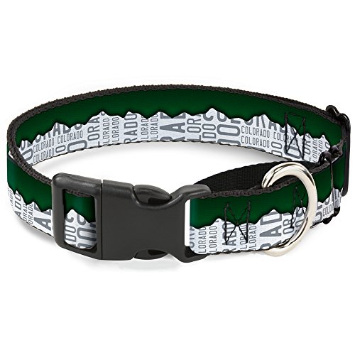 Buckle-down, Motiv Martingale Hundehalsband, 3,8 cm, Weiß/Grün/Grau, Größen 16–23 cm von Buckle-Down