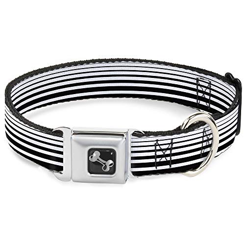 Buckle-down 22,9–38,1 cm Streifen Übergang Schwarz/Weiß Hunde-Halsband mit Knochen, klein von Buckle-Down