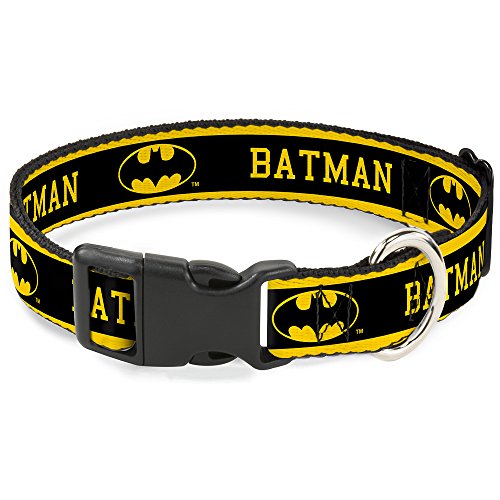 'Buckle-down Batman-Logo, Kunststoff, Gelb/Schwarz, 1 Neck-Large Wide-fits 15–26 von Buckle-Down