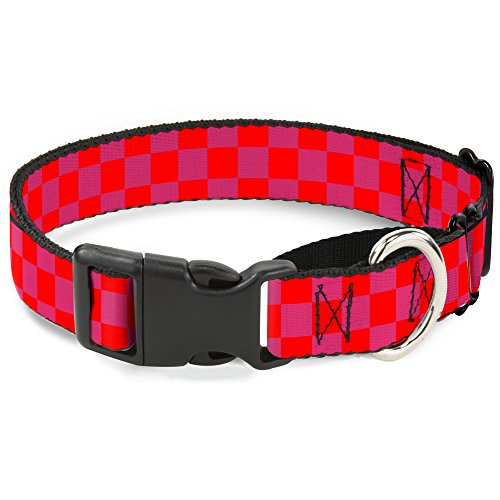 Buckle-down Wide-fits Checker-Martingale Hundehalsband, orange, rosa, 11–17 Neck-medium von Buckle-Down