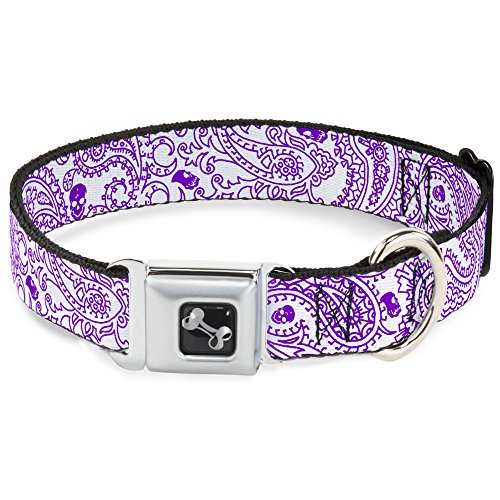 Buckle-down dc-w32809-l Sicherheitsgurt für Hunde, Bandana mit Totenköpfen, Weiß/Violett von Buckle-Down