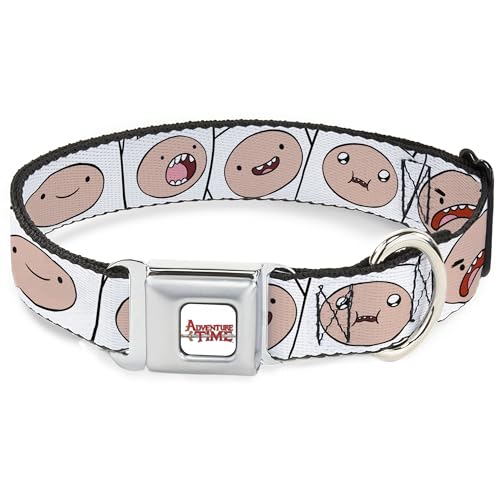 Cartoon Network Easy Adjustable Metal Seatbelt Buckle Quick Release Dog Collar, Adventure Time Finn Expression Blocks White, 16 to 23 Inches 1.5 Inch Wide von Buckle-Down