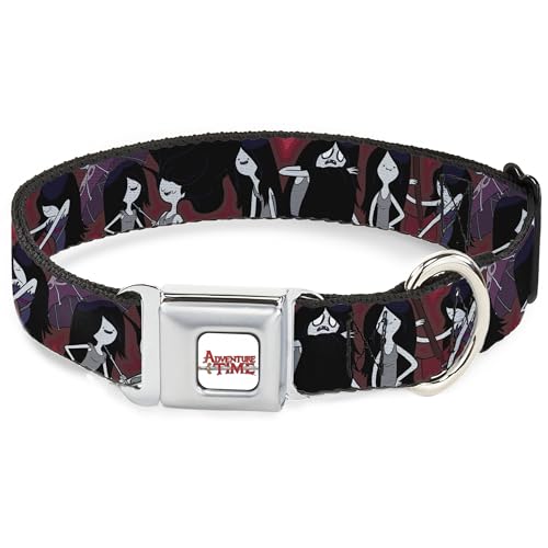 Cartoon Network Hundehalsband, leicht verstellbar, Metall-Sicherheitsgurtschnalle, Schnellverschluss, Adventure Time, Marceline, Posen, Collage, Rot, 33 bis 43 cm, 3,8 cm breit von Buckle-Down