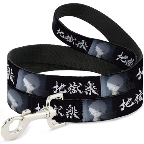 Crunchyroll Hundeleine, Hundeleine, Hells Paradise Kanji Titellogo und Gabimaru-Gesicht, schwarz-weiß, 1,8 m lang, 2,5 cm breit Crunchyroll Hundeleine, Hundeleine, Hells Paradise Kanji Titellogo und Gabimaru-Gesicht, schwarz-weiß, 1,8 m lang, 2,5 cm breit von Buckle-Down
