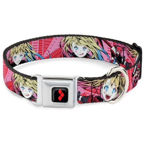 DC Comics Haustierhalsband, Hundehalsband, Metall-Sicherheitsgurtschnalle, Harley Quinn Puddin Posen, Anime-Grafiken, Rosa-Rot, 33 bis 43 cm, 3,8 cm breit DC Comics Haustierhalsband, Hundehalsband, Metall-Sicherheitsgurtschnalle, Harley Quinn Puddin Posen, Anime-Grafiken, Rosa-Rot, 33 bis 43 cm, 3,8 cm breit von Buckle-Down