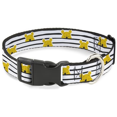 Disney Hundehalsband, Kunststoffschnalle, Winnie Puuh Peeking Poses gestreift, 38,1 bis 61 cm, 2,5 cm breit, Weiß / Schwarz Disney Hundehalsband, Kunststoffschnalle, Winnie Puuh Peeking Poses gestreift, 38,1 bis 61 cm, 2,5 cm breit, Weiß / Schwarz von Buckle-Down