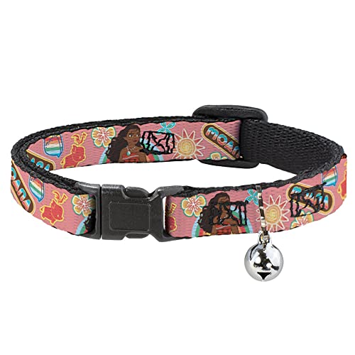 Disney Katzenhalsband, Breakaway-Halsband mit Glocke, Moana-Pose und Symbolen, Collage, Rosa, 21,6 bis 30,5 cm, 1,3 cm breit Disney Katzenhalsband, Breakaway-Halsband mit Glocke, Moana-Pose und Symbolen, Collage, Rosa, 21,6 bis 30,5 cm, 1,3 cm breit von Buckle-Down