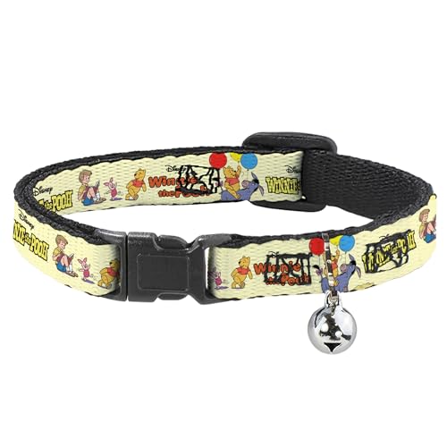 Disney Katzenhalsband, Breakaway-Halsband mit Glocke, Winnie Puuh und seine Freunde, Posen und Titellogos, Gelb, 21,6 bis 30,5 cm, 1,3 cm breit Disney Katzenhalsband, Breakaway-Halsband mit Glocke, Winnie Puuh und seine Freunde, Posen und Titellogos, Gelb, 21,6 bis 30,5 cm, 1,3 cm breit von Buckle-Down